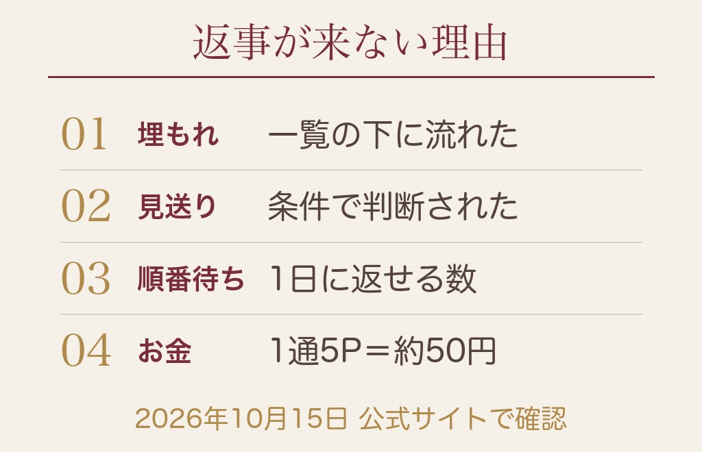 マッチングアプリ1通目が返信なしになる男性心理5つ