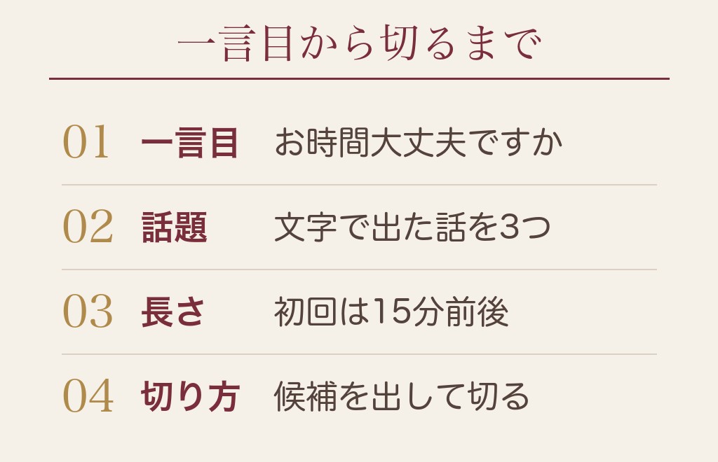 マッチングアプリの電話の一言目と、話す内容の流れ