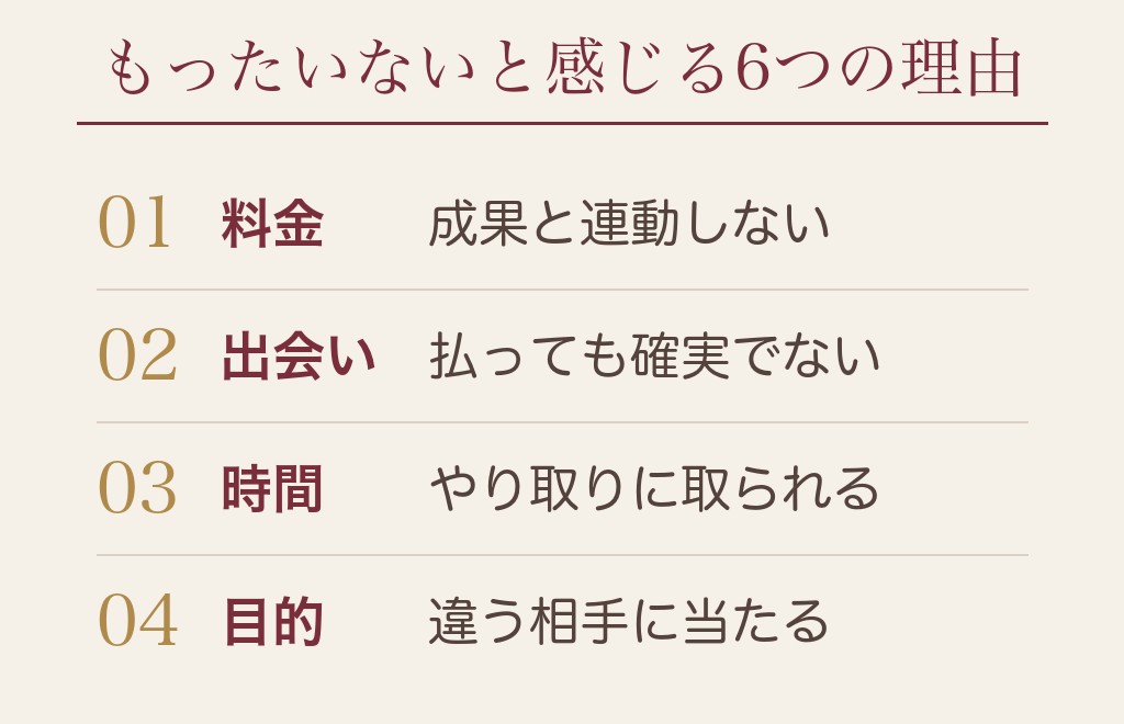 マッチングアプリのお金がもったいないと感じる6つの理由